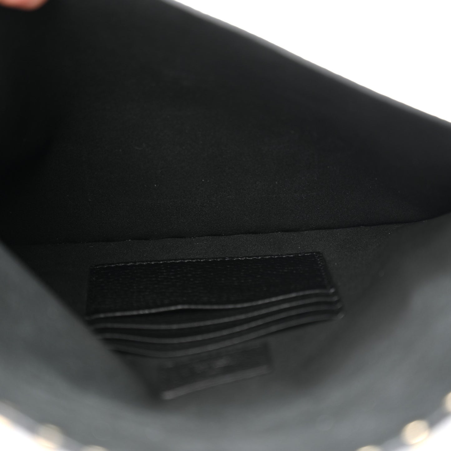 Pebbled Calfskin Large Rockstud Envelope Clutch Black