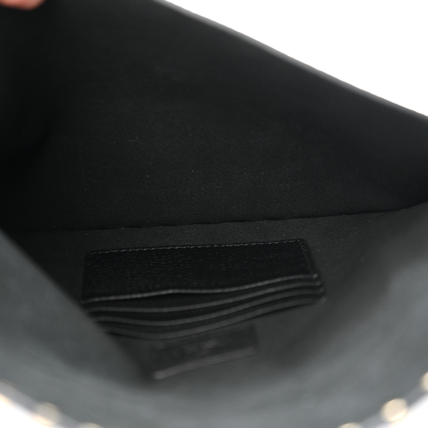 Valentino Garavani Pebbled Calfskin Large Rockstud Envelope Clutch Black 5 of 7