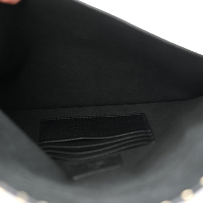 Valentino Garavani Pebbled Calfskin Large Rockstud Envelope Clutch Black 5 of 7