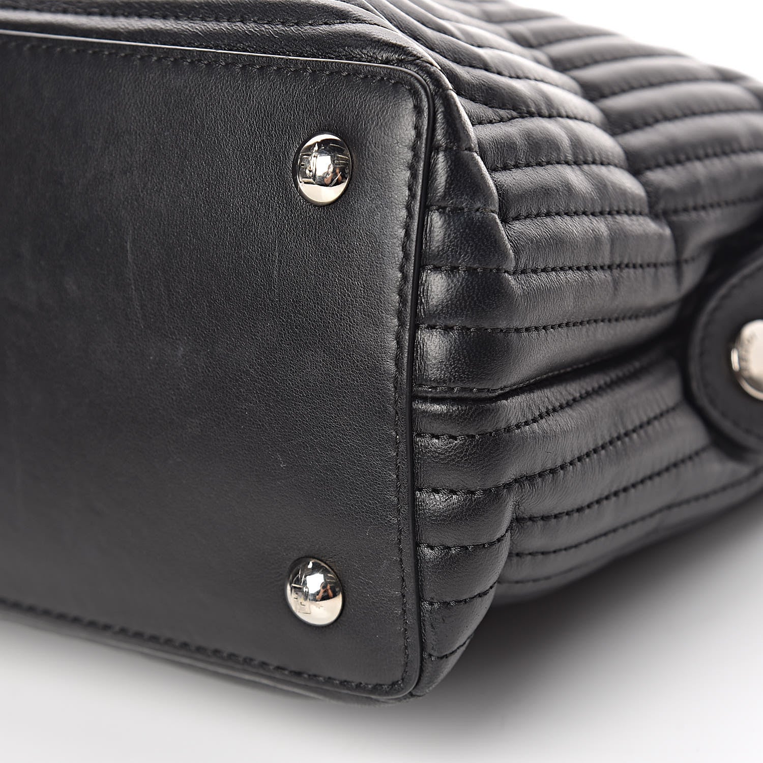 Fendi Shiny Nappa Trapuntata Chain Small DotCom Click Chain Satchel Black 6 of 14