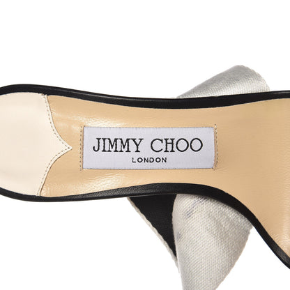 Jimmy Choo Nappa Nylon Bailey Logo Tape Sandals 36 Black Chalk 8 of 9