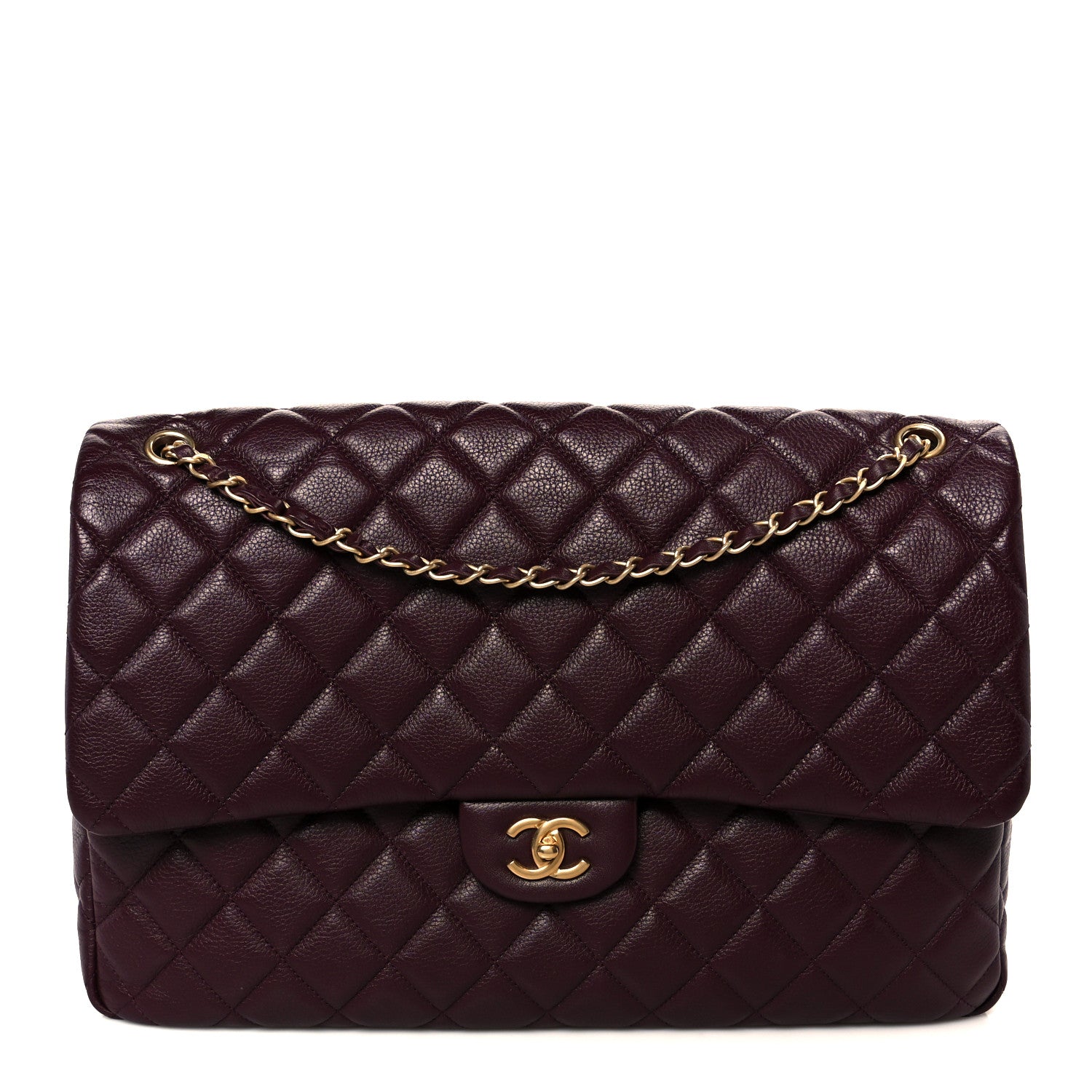 Chanel Grained Calfskin Quilted XXL Travel Flap Bag Burgundy 1 of 11