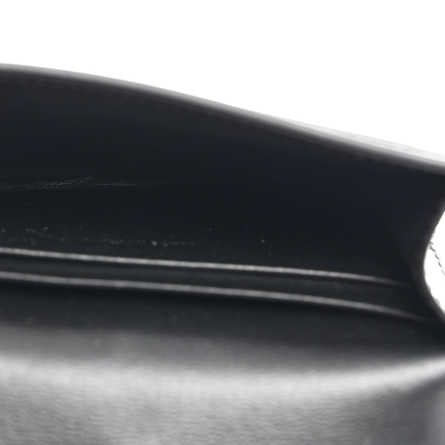 Shiny Calfskin Triomphe Flap Card Holder Black