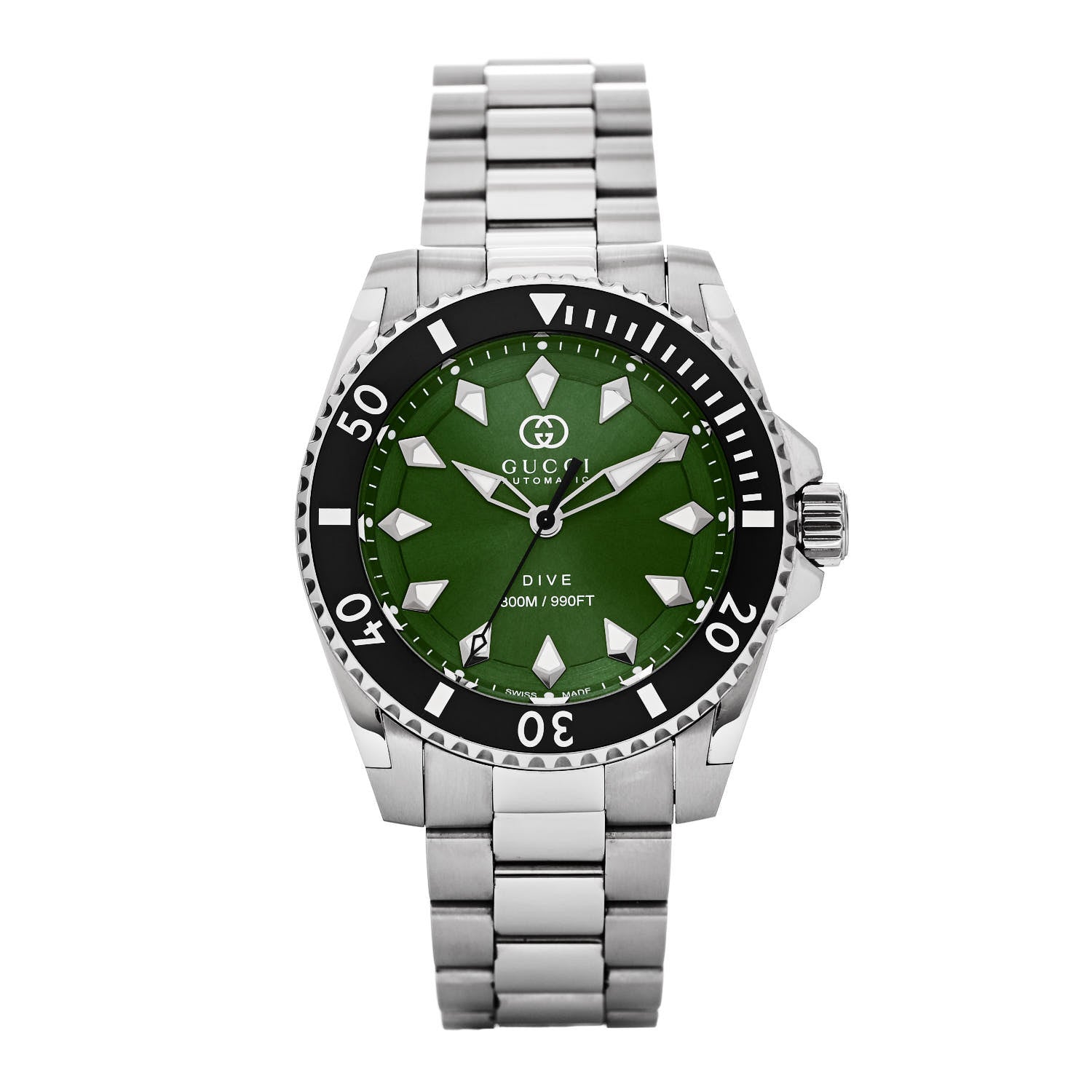 Gucci Stainless Steel 40mm Dive Automatic Watch Green 1 of 5