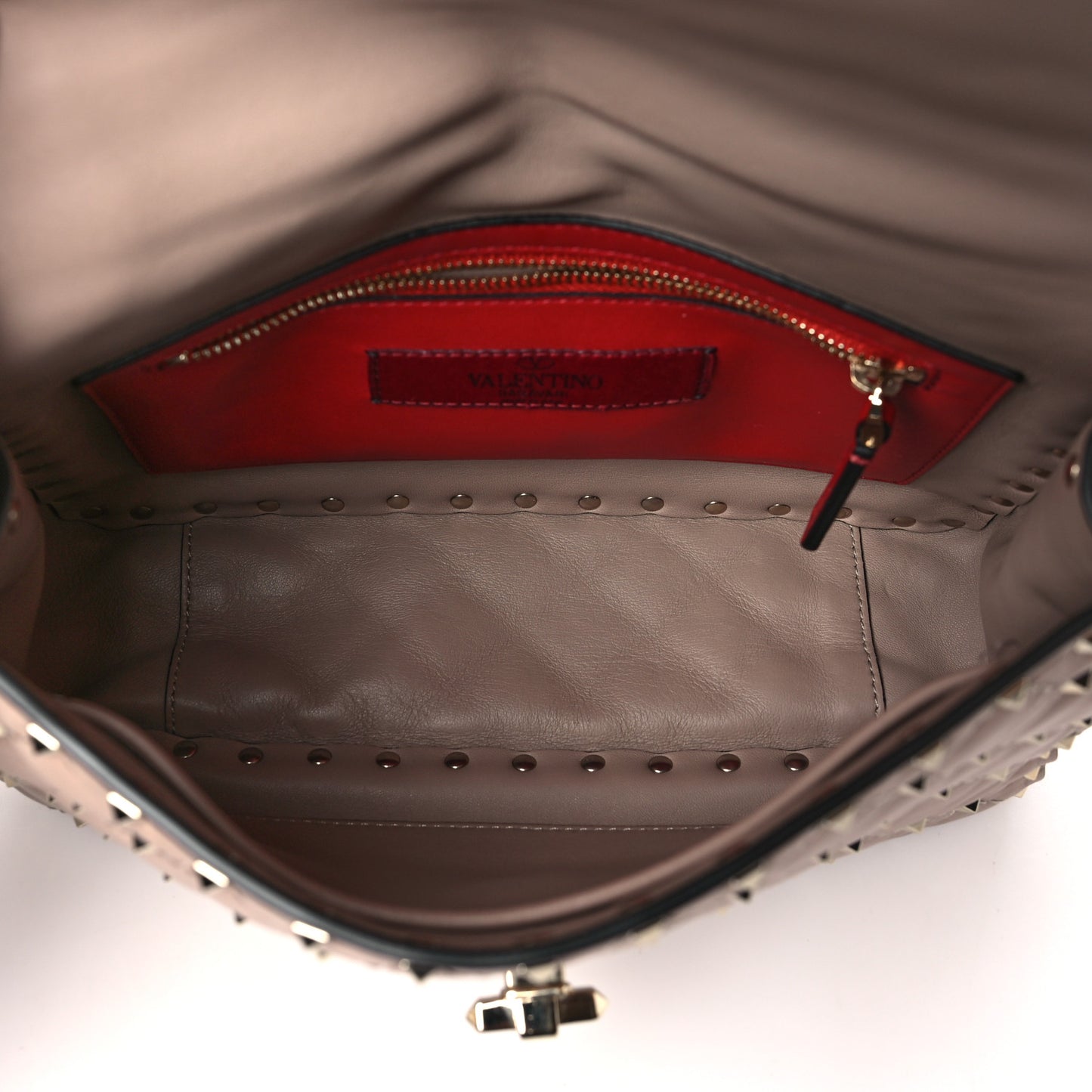 Lambskin Medium Rockstud Spike Shoulder Bag Poudre
