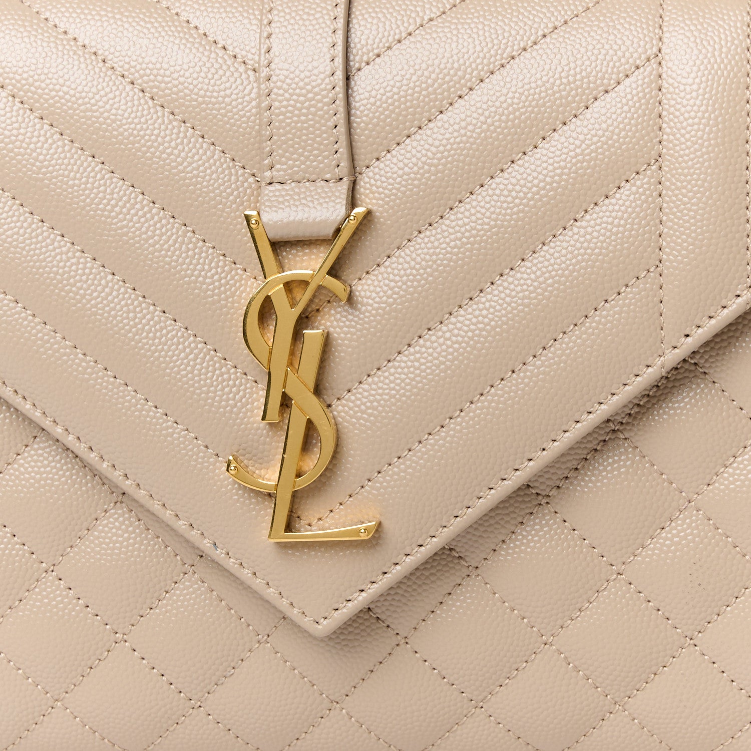 Saint Laurent Grain De Poudre Textured Mixed Matelasse Medium Triquilt Monogram Satchel Dark Beige 9 of 12