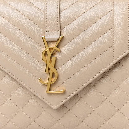 Saint Laurent Grain De Poudre Textured Mixed Matelasse Medium Triquilt Monogram Satchel Dark Beige 9 of 12