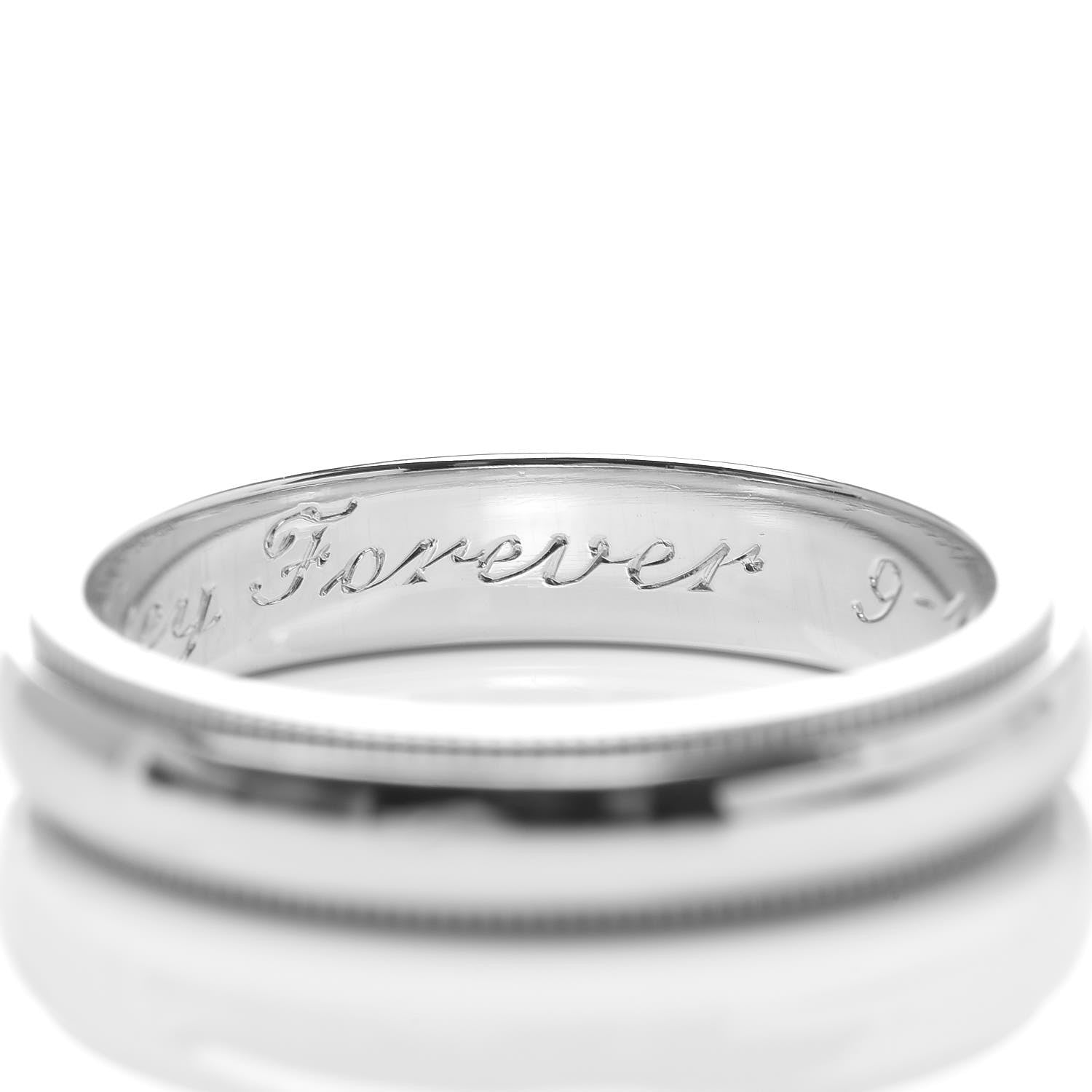 Tiffany Platinum 4mm Classic Milgrain Wedding Band Ring 55 7.5 6 of 8