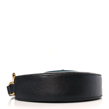 Gucci Velvet Calfskin GG Monogram Round Shoulder Bag Blue Beige 4 of 9