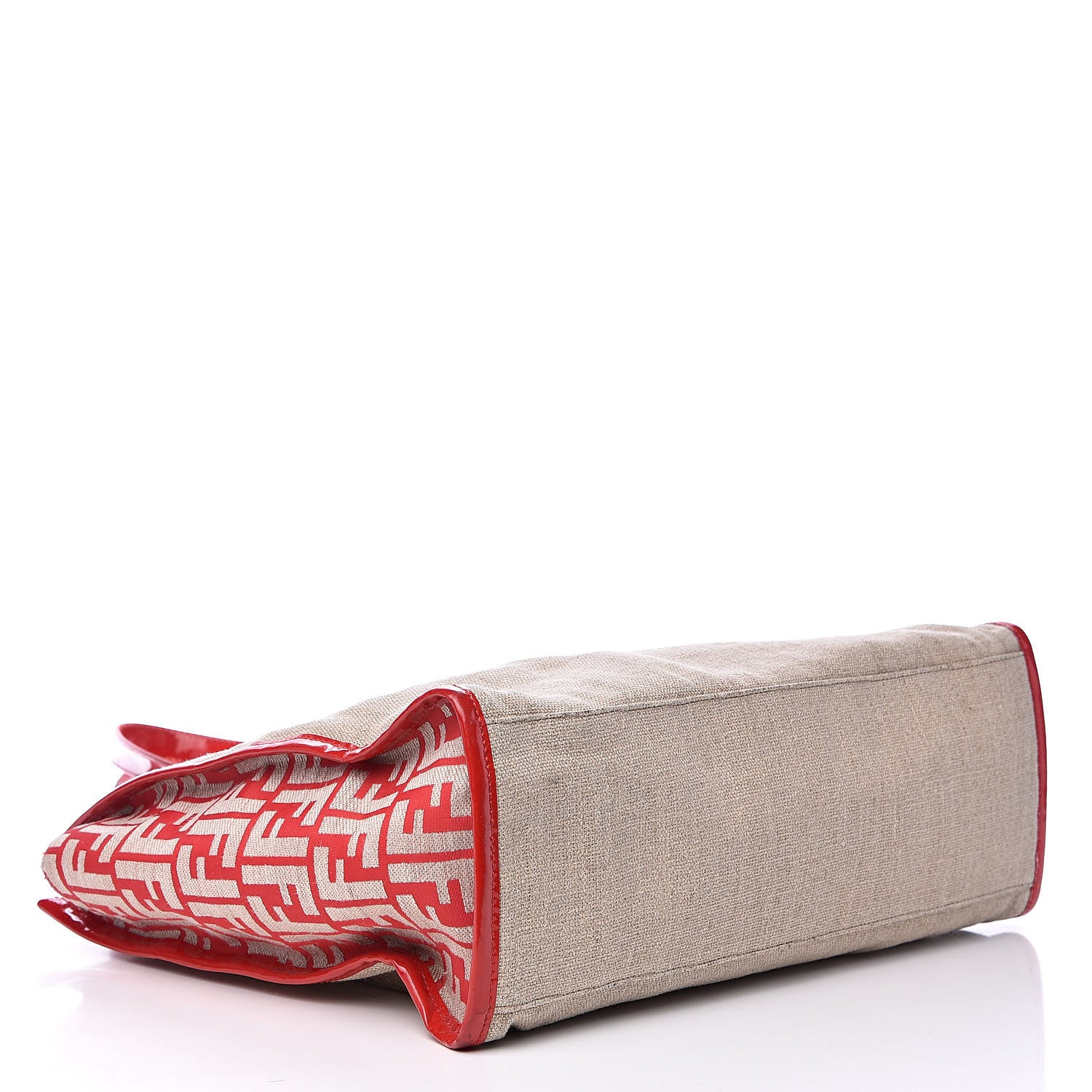 Fendi Linen Patent FF Shopping Tote Fragola 4 of 17