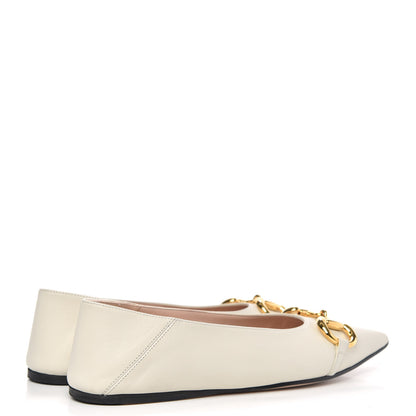 Gucci Nappa Lumiere Deva Horsebit Chain Embellished Flats 36.5 Dusty White 5 of 11