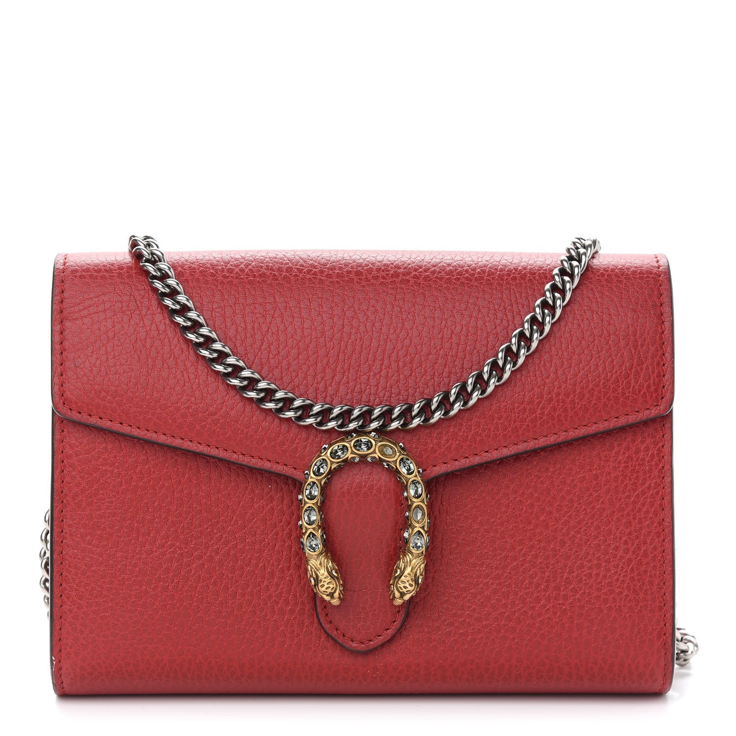 Calfskin Mini Dionysus Chain Wallet Hibiscus Red