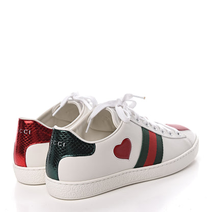 Gucci Calfskin Web Heart Embroidered Womens Ace Sneakers 38 White 4 of 12