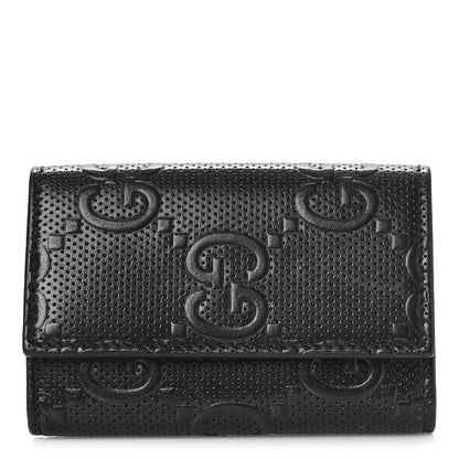 Gucci Calfskin GG Tennis Embossed 6 Key Holder Case Black 1 of 8