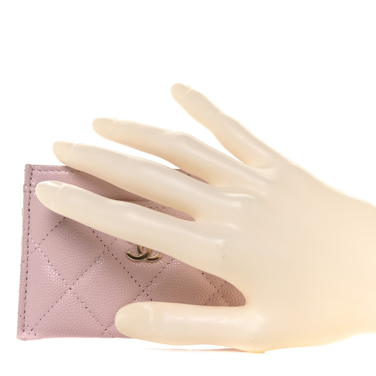 Caviar Quilted Card Holder Light Pink