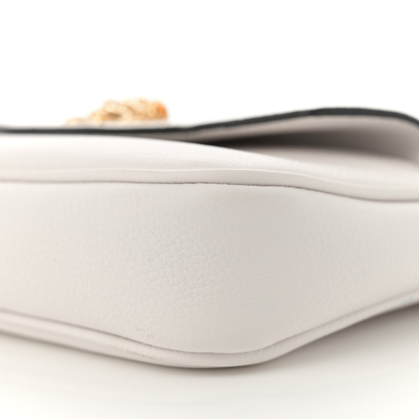 Grained Calfskin La Medusa Mini Crossbody Bag White