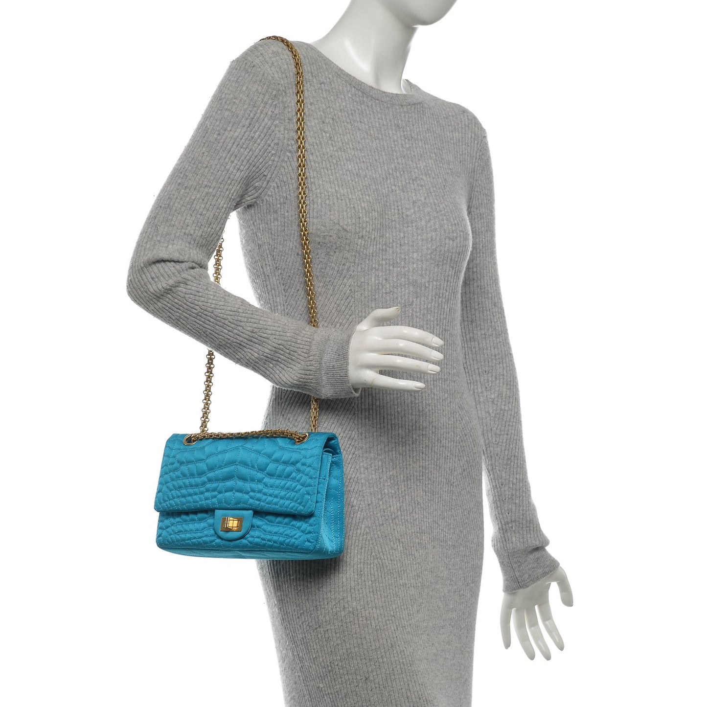Satin Coco's Croc 2.55 Reissue 225 Flap Turquoise