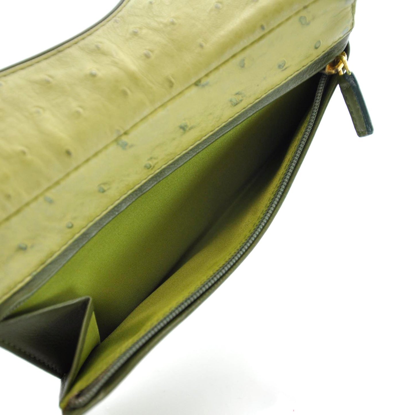 Ostrich Saddle Wallet Green