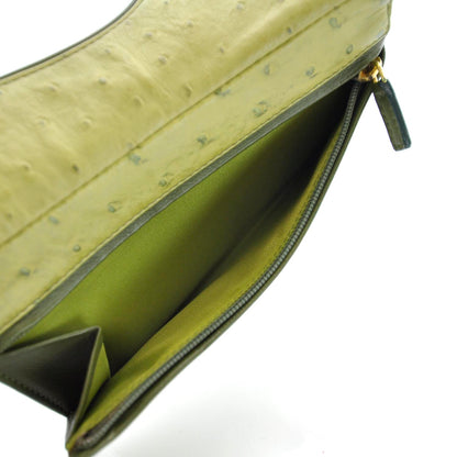 Christian Dior Ostrich Saddle Wallet Green 4 of 7