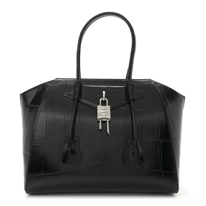 Givenchy Calfskin Crocodile Embossed Medium Lock Antigona Black 1 of 12
