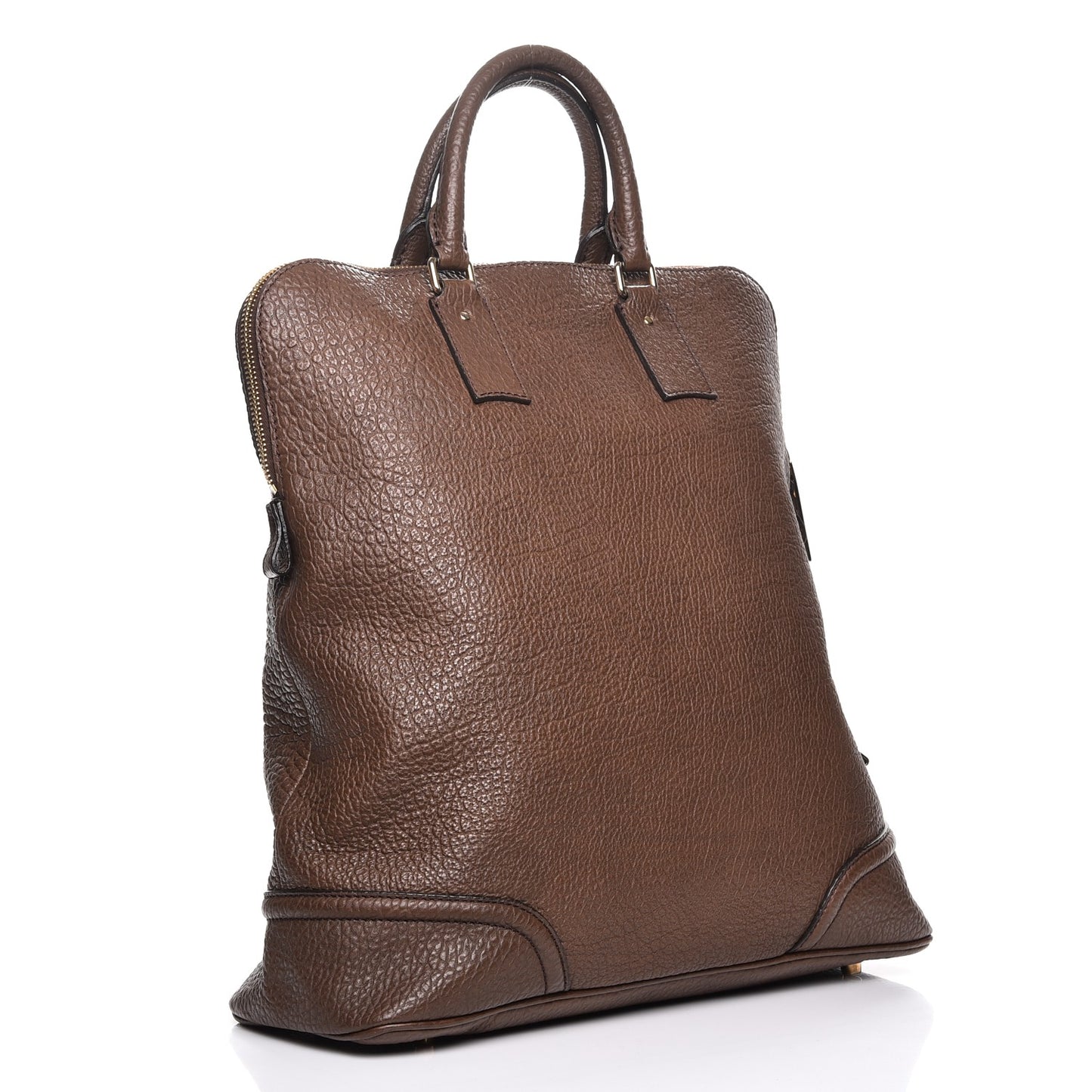 Grainy Calfskin Mens Holdall Tote Brown