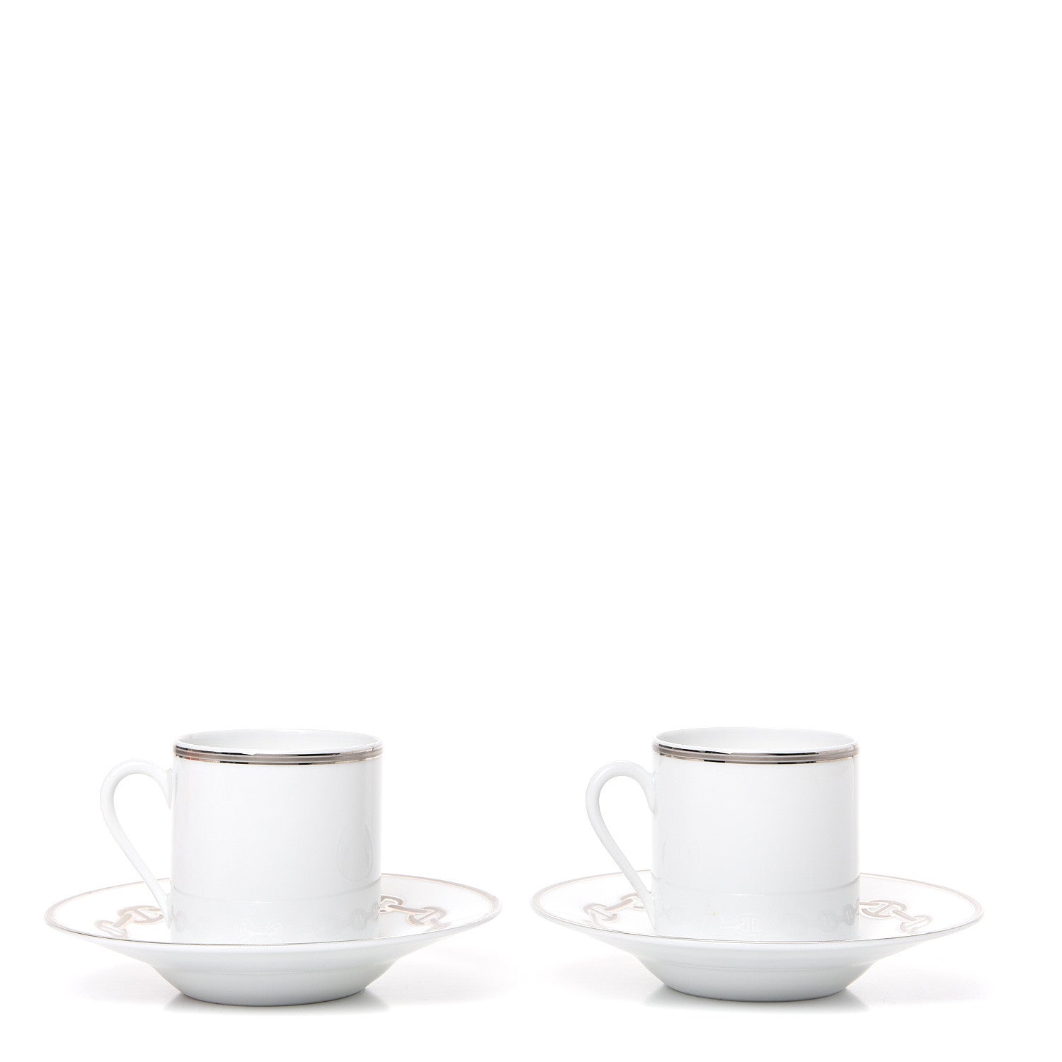 Hermes Porcelain Platinum Chaine d'Ancre Tea Cup and Saucer Set of 2 1 of 8