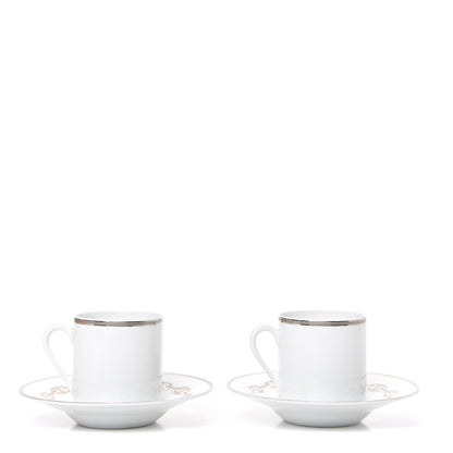 Hermes Porcelain Platinum Chaine d'Ancre Tea Cup and Saucer Set of 2 1 of 8