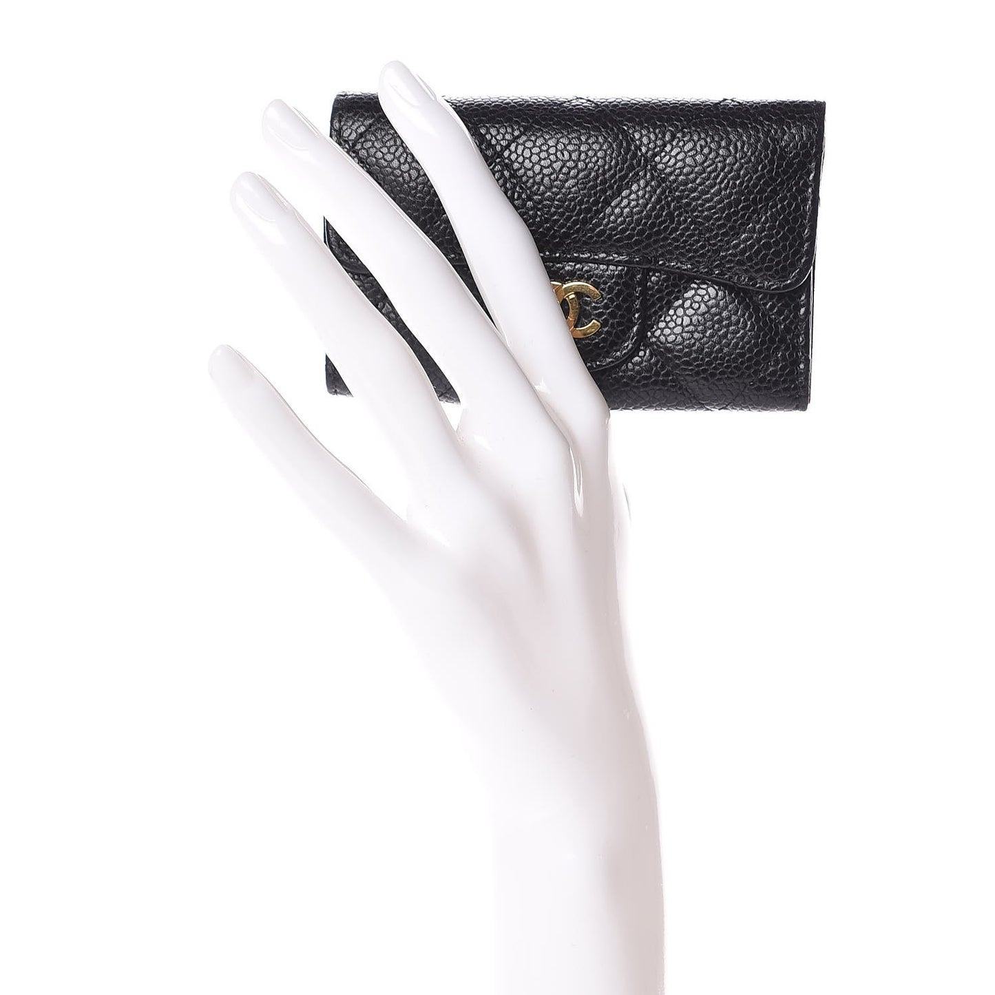 Caviar Quilted 6 Key Holder Black