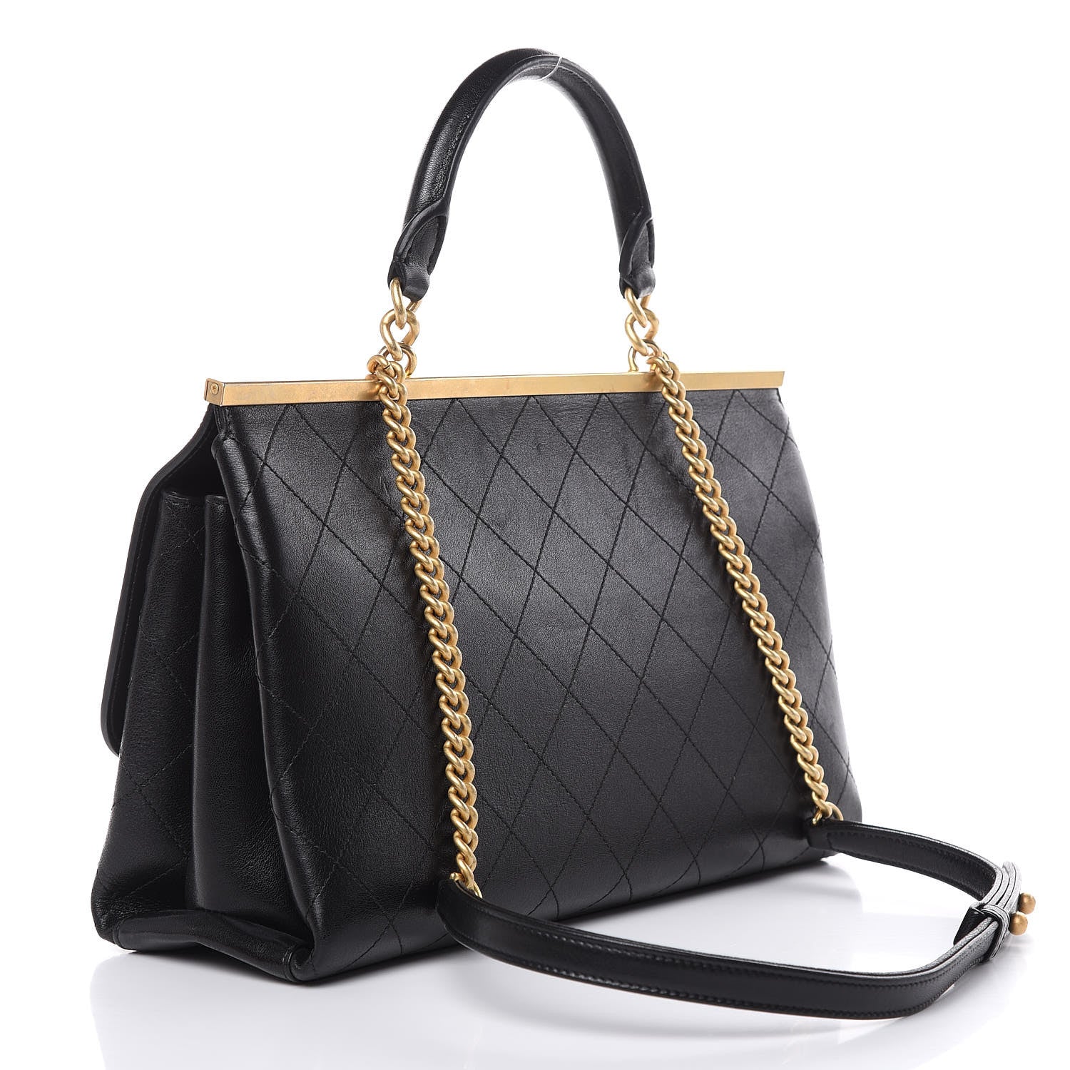 Chanel Lambskin Stitched Medium Coco Luxe Handle Flap Black 3 of 14
