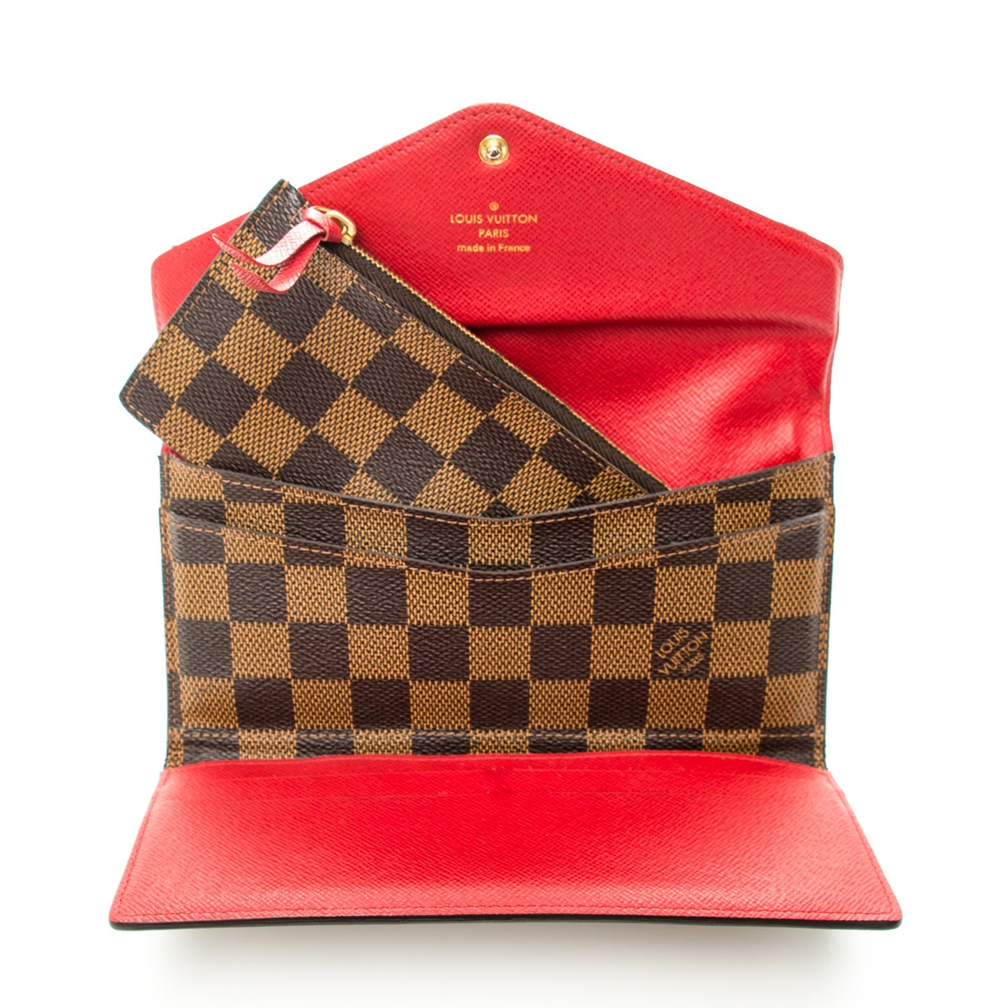 Damier Ebene Josephine Wallet Red