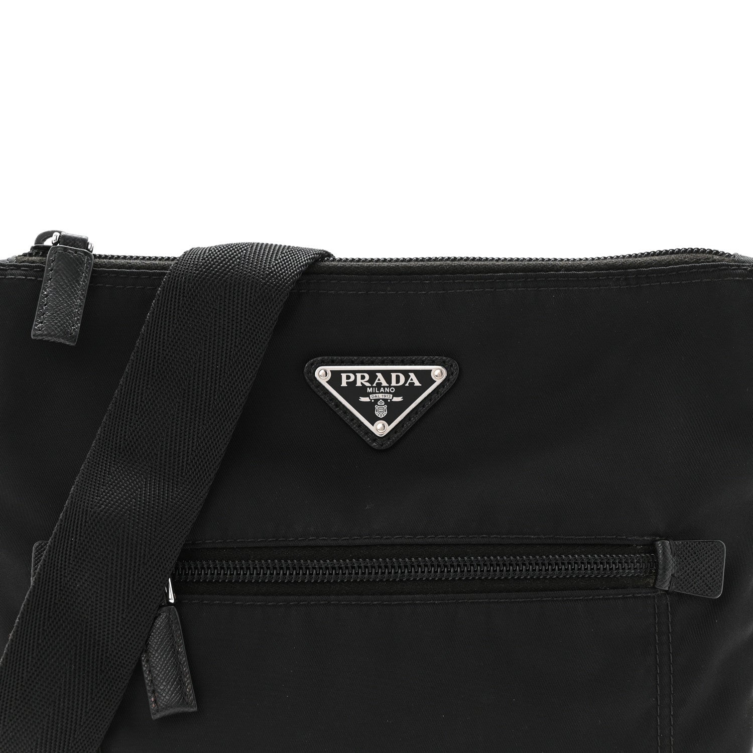 Prada Tessuto Nylon Saffiano Flat Messenger Bag  Black 16 of 21