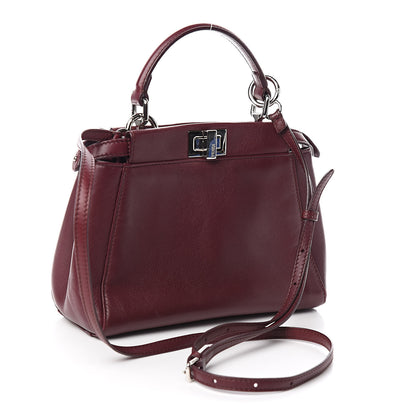 Fendi Nappa Mini Peekaboo Iconic Satchel Bordeaux 3 of 14