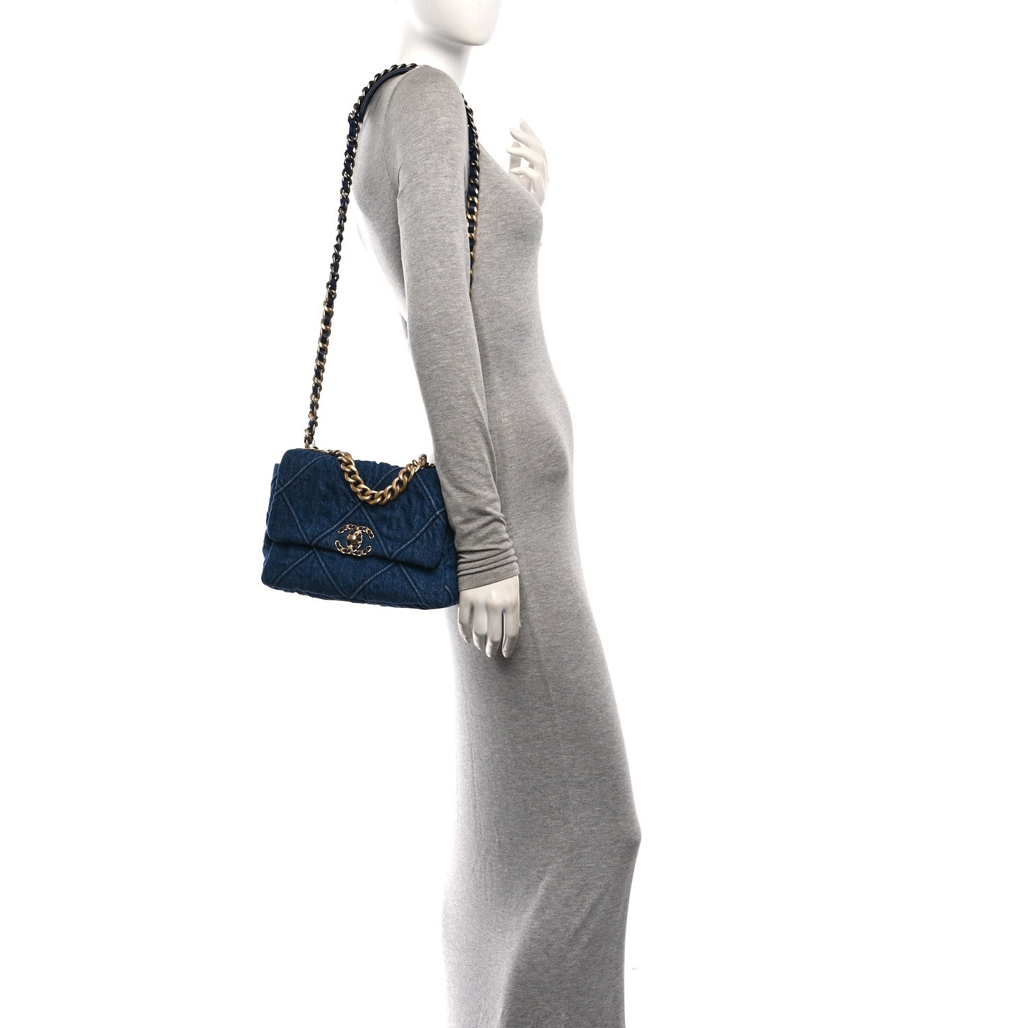 Chanel Denim Quilted Medium Chanel 19 Flap Blue 2 of 11