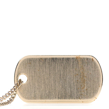 Chanel Metal Crystal Dog Tag Charm Necklace Gold 7 of 7