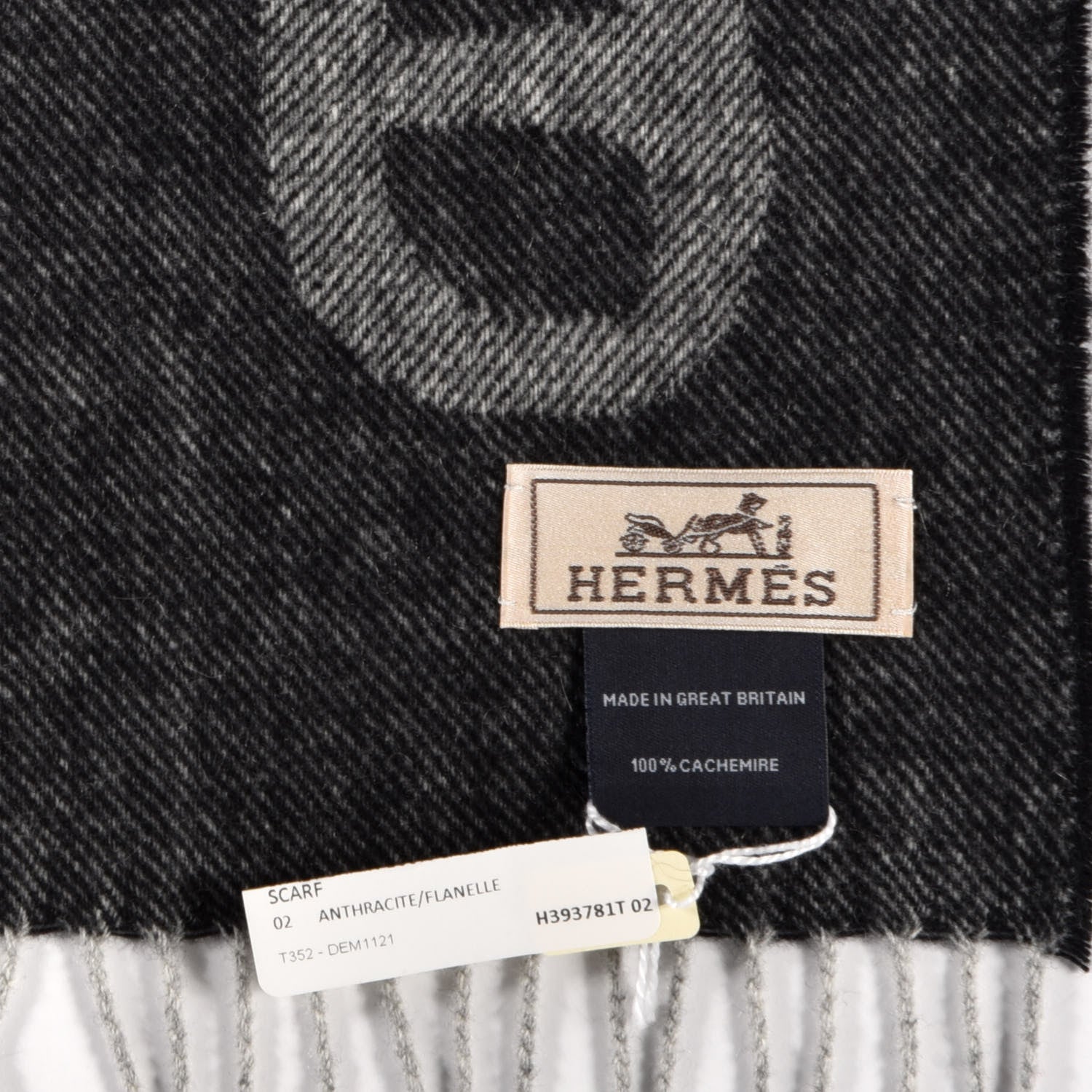 Hermes Cashmere Crazy Chain Muffler Anthracite Flanelle 4 of 4