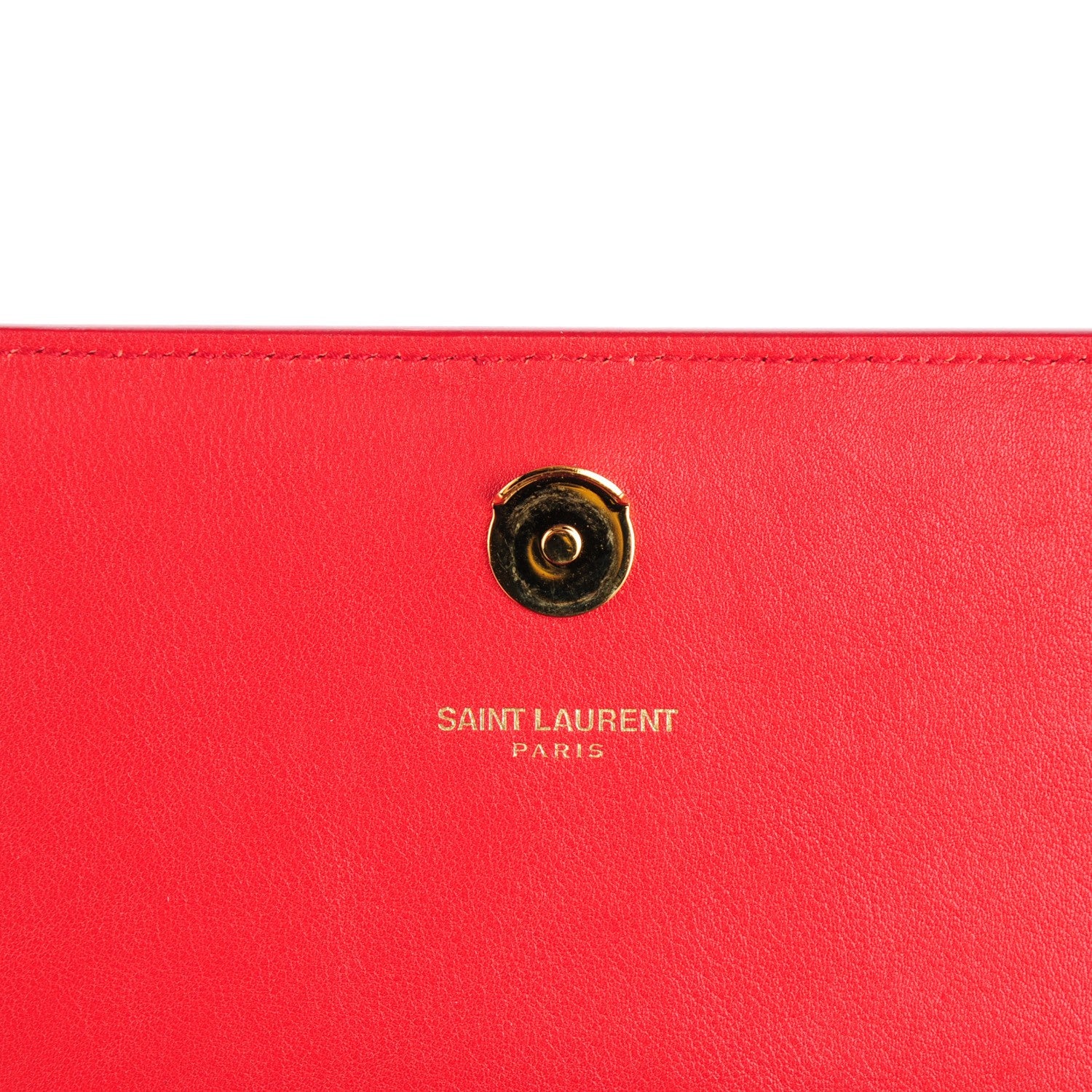 Saint Laurent Calfskin Studded Small Monogram Satchel Red 6 of 7
