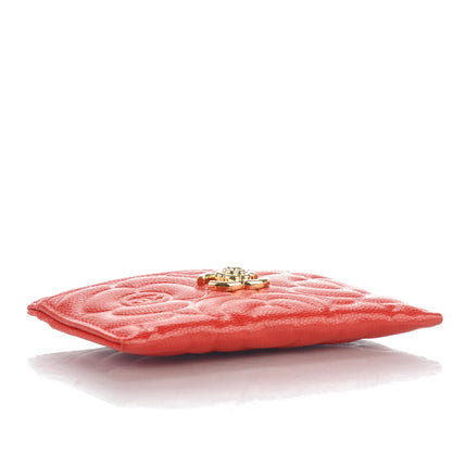Chanel Caviar Camellia Embossed Card Holder Red 4 of 8