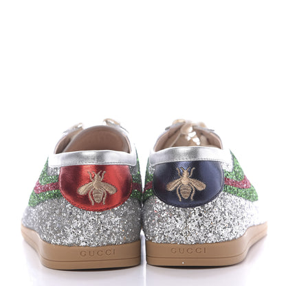 Gucci Glitter Fabric Web Mens Falacer Sneakers 11 Silver 7 of 10