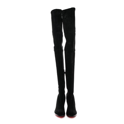 Christian Louboutin Veau Velours Verusch 100 Over The Knee Boots 38 Black 2 of 11