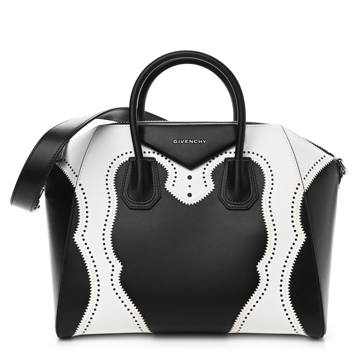 Givenchy Calfskin Brogue Medium Antigona Black White 1 of 11