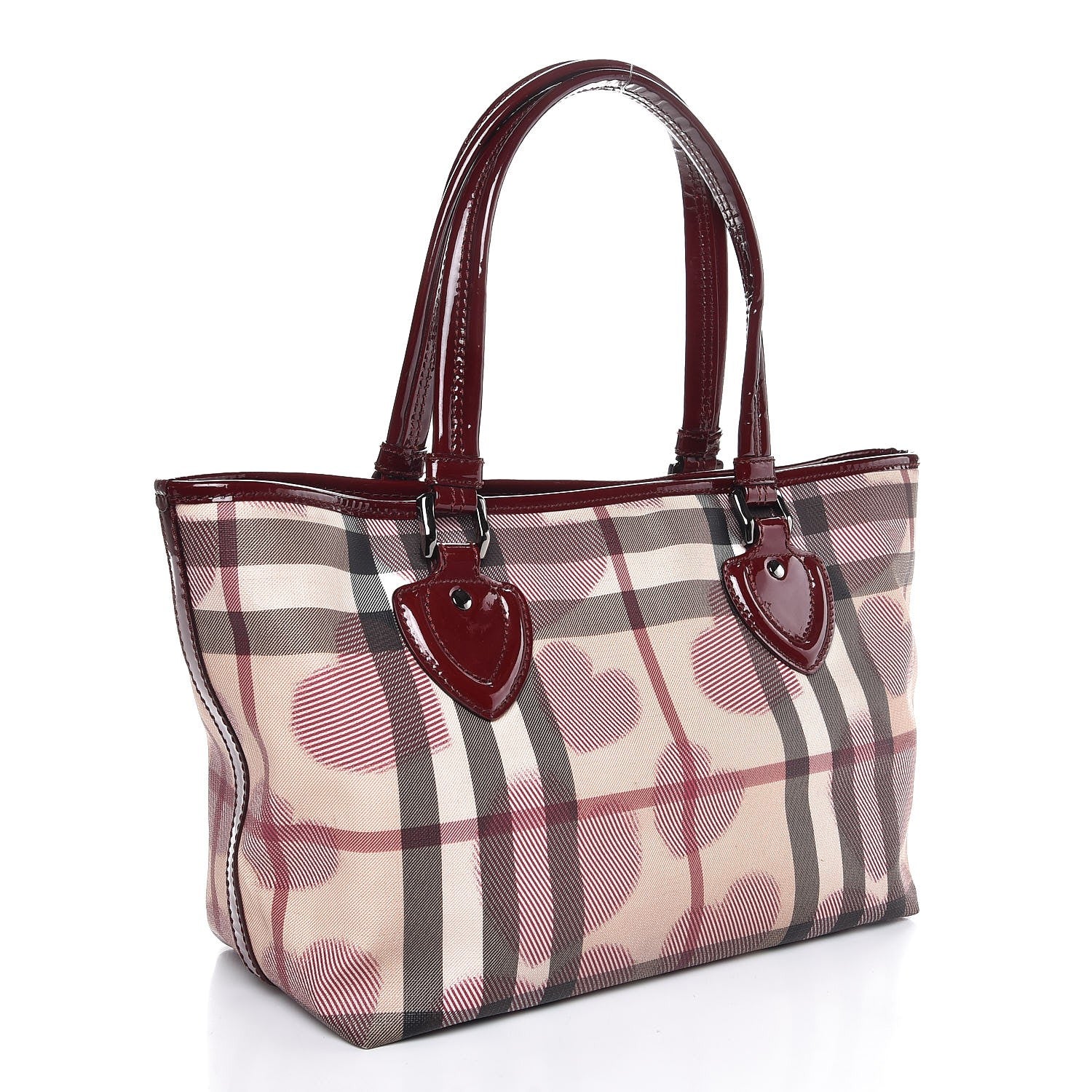 Burberry Nova Check Heart Small Gracie Tote Berry Red 3 of 8