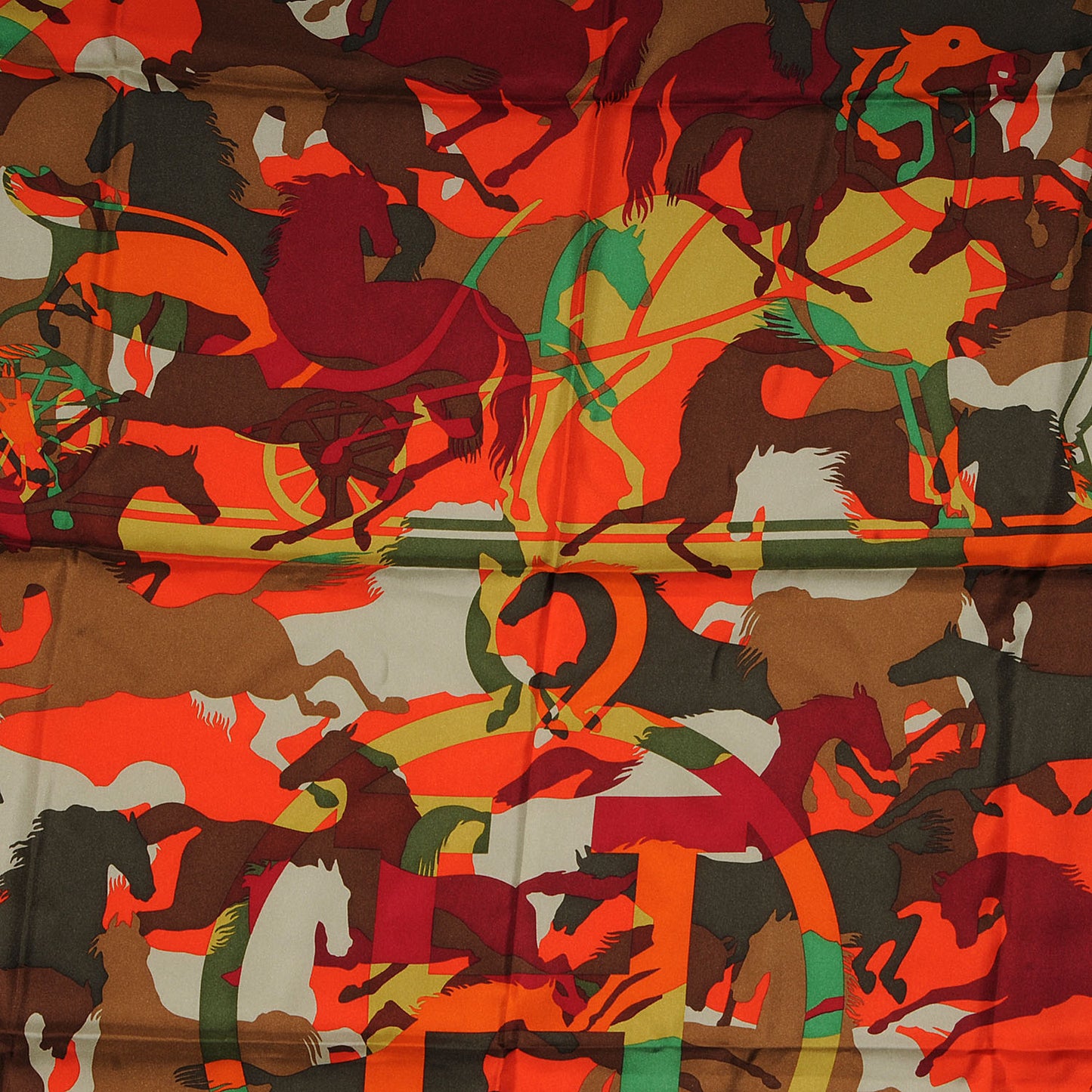Silk Ex Libris En Camouflage Scarf 90 Orange