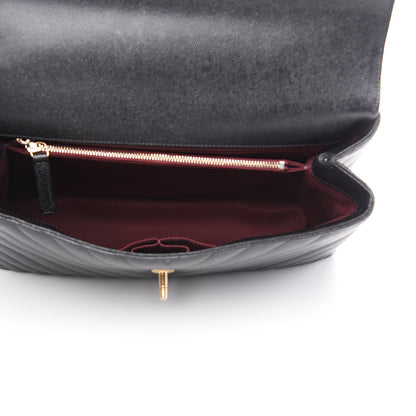 Chanel Caviar Chevron Quilted Medium Coco Handle Flap Black 4 of 9