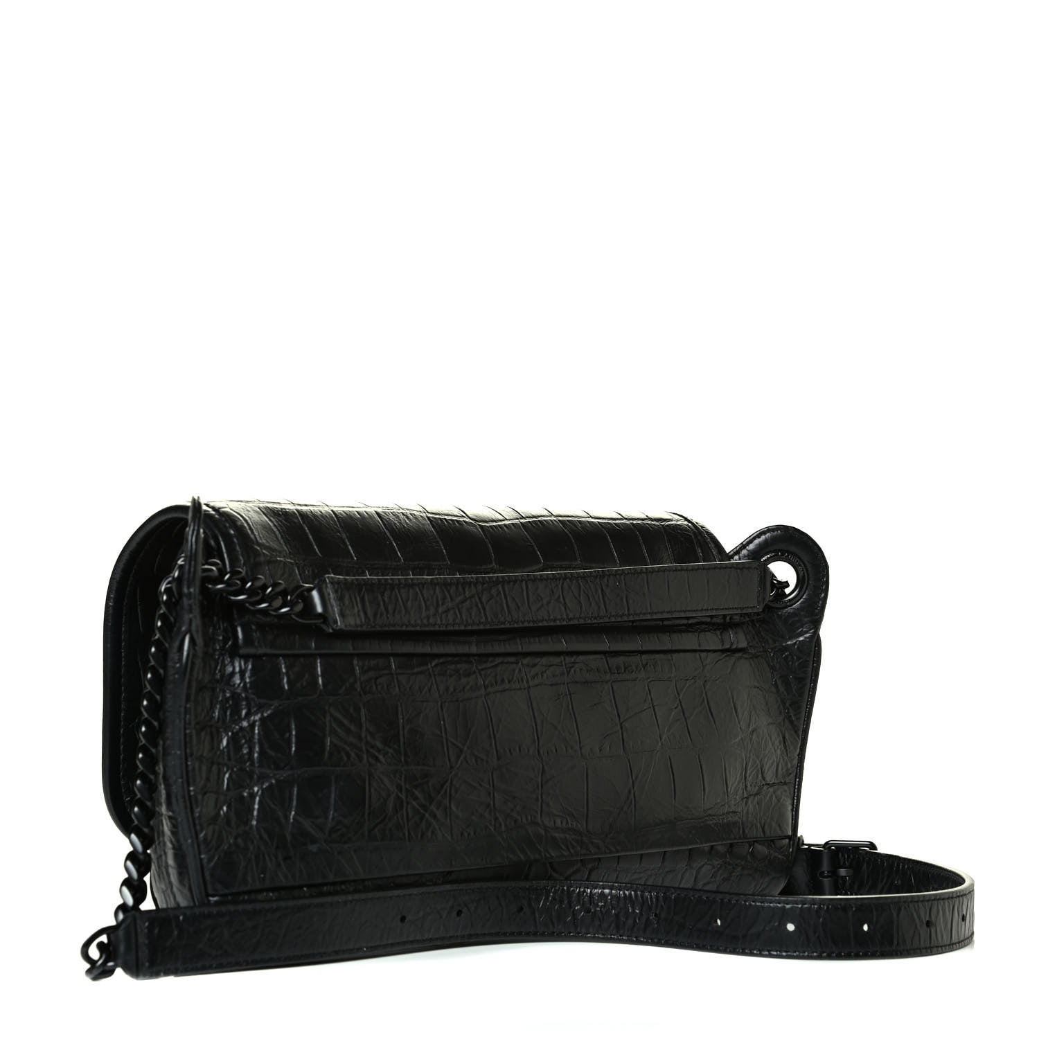 Saint Laurent Crocodile Embossed Calfskin Matelasse Monogram Baby Niki Shoulder Belt Bag Black 2 of 6