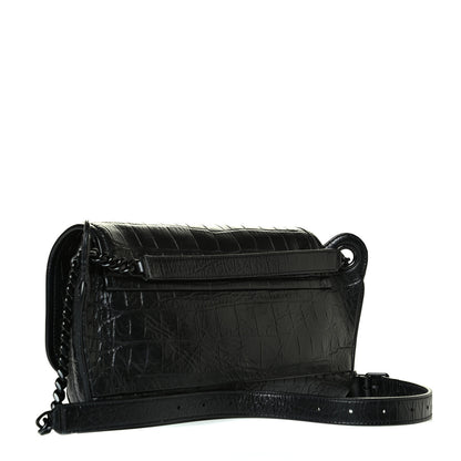 Saint Laurent Crocodile Embossed Calfskin Matelasse Monogram Baby Niki Shoulder Belt Bag Black 2 of 6