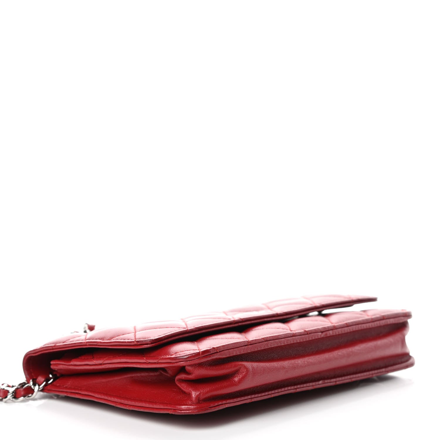 Chanel Lambskin Quilted Wallet on Chain WOC Red 3 of 5
