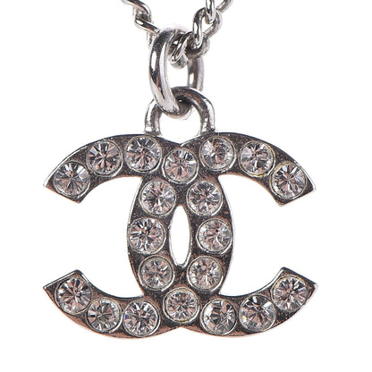 Chanel Crystal CC Necklace Silver 4 of 7