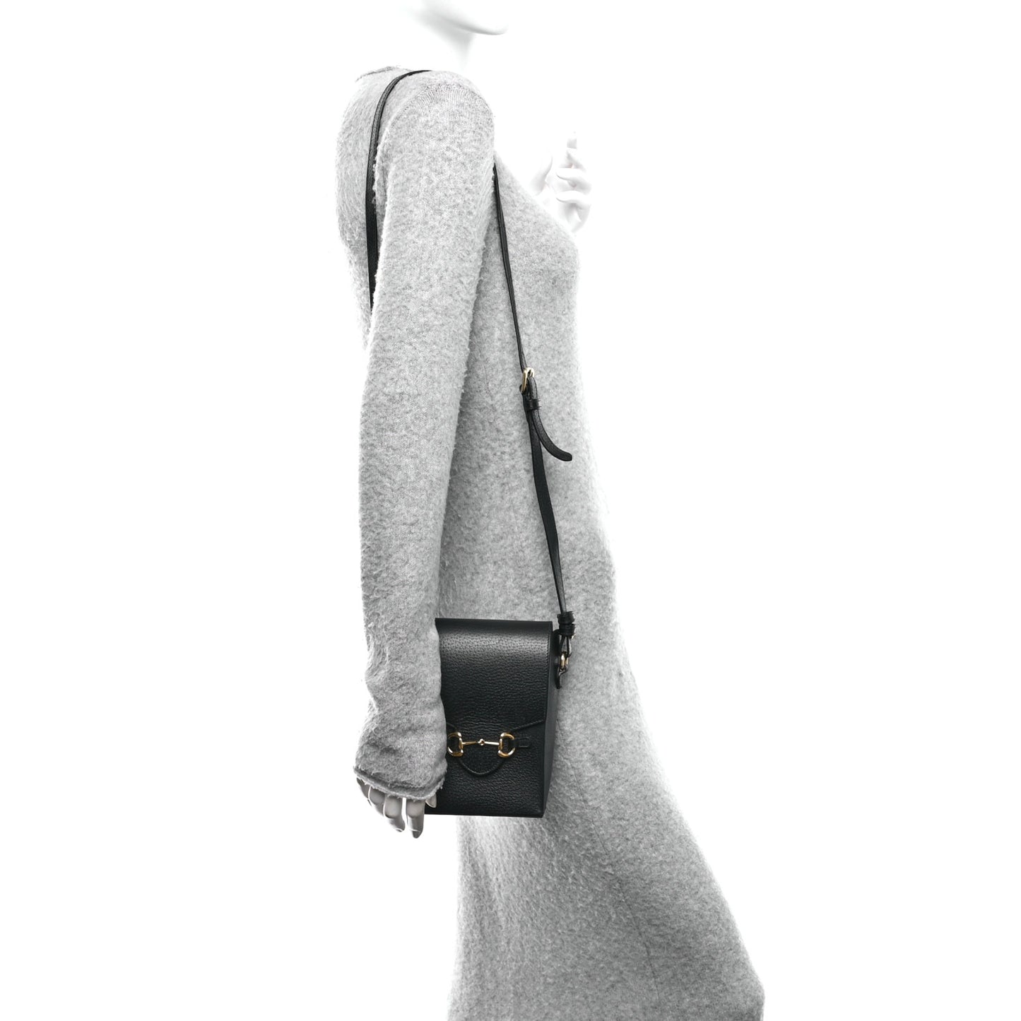 Dollar Calfskin Vertical Horsebit 1955 Crossbody Bag Black