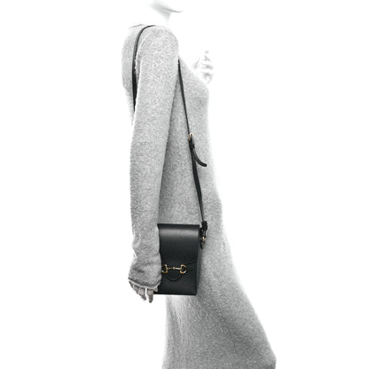 Gucci Dollar Calfskin Vertical Horsebit 1955 Crossbody Bag Black 2 of 10