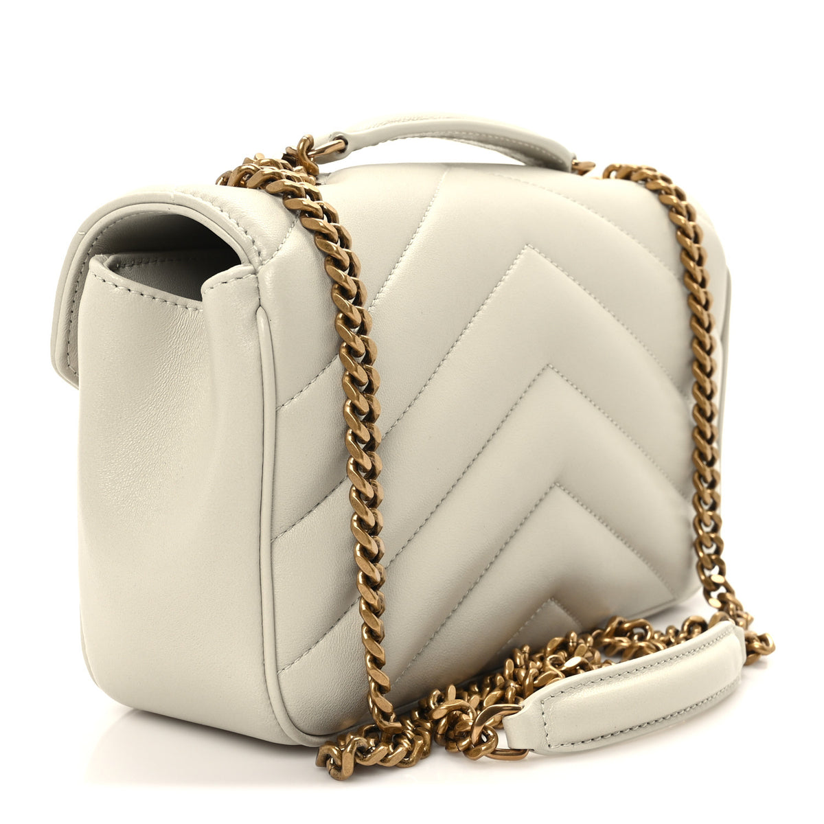 Lambskin Chevron Quilted Small Loulou White